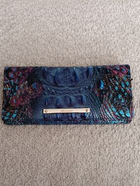 Brahmin Blue Multicolor Iridescent Croc-Embossed Wallet